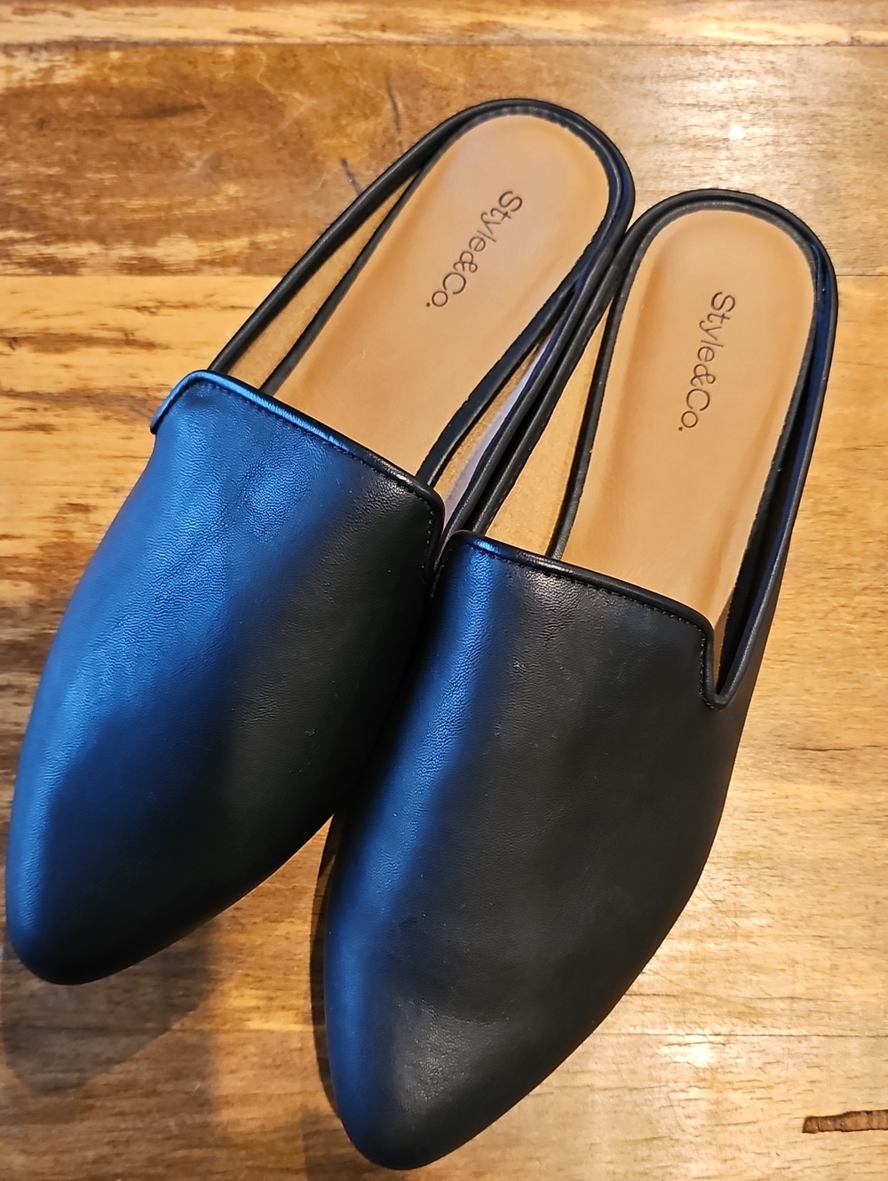 Style & Co. Women's Black Slip-On Mules Size 8.5 Faux Leather